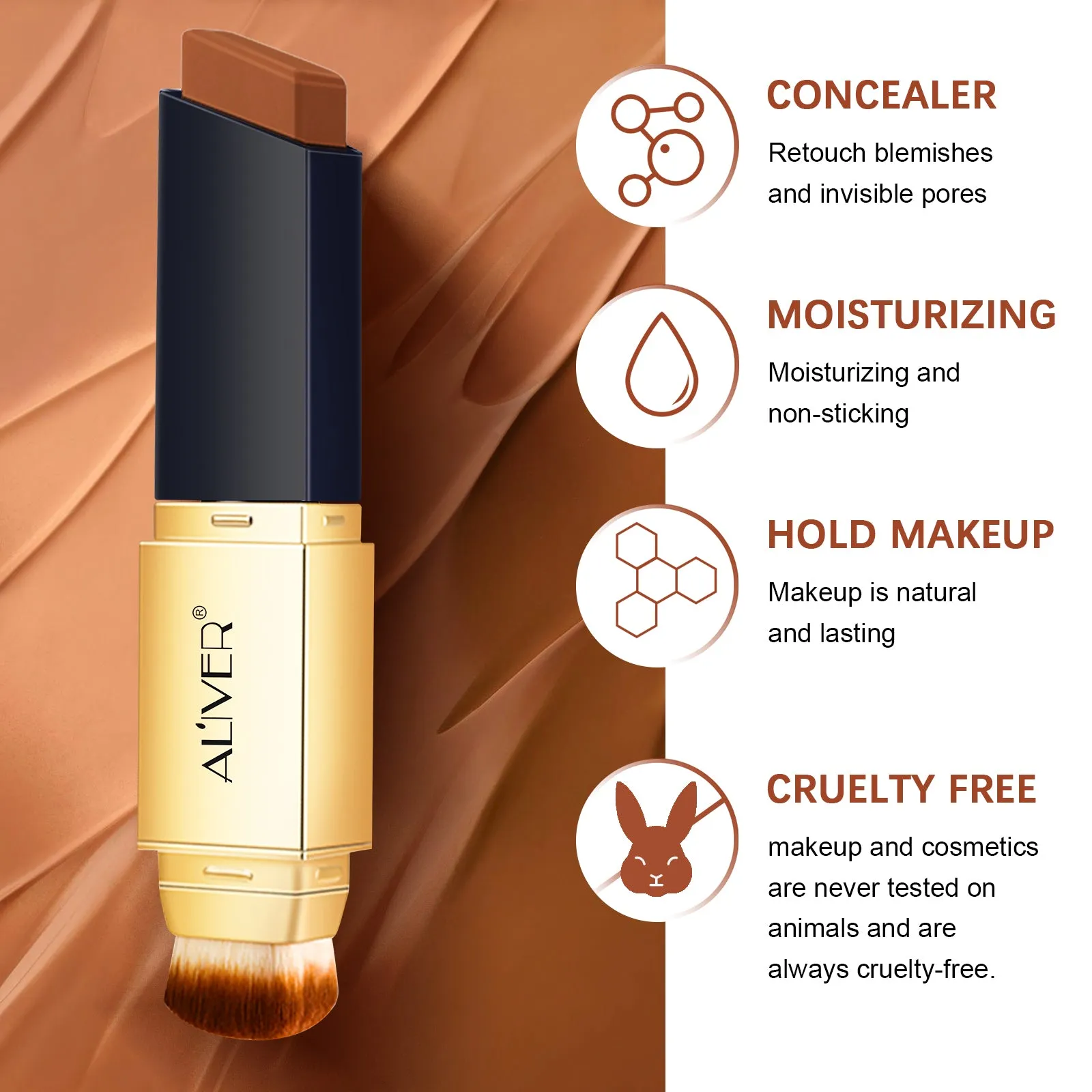Aliver 2-in-1 Colour Changing Full Coverage Foundation Stick