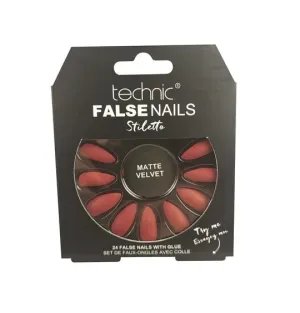 Technic False Nails Stiletto- Matte Red Velvet